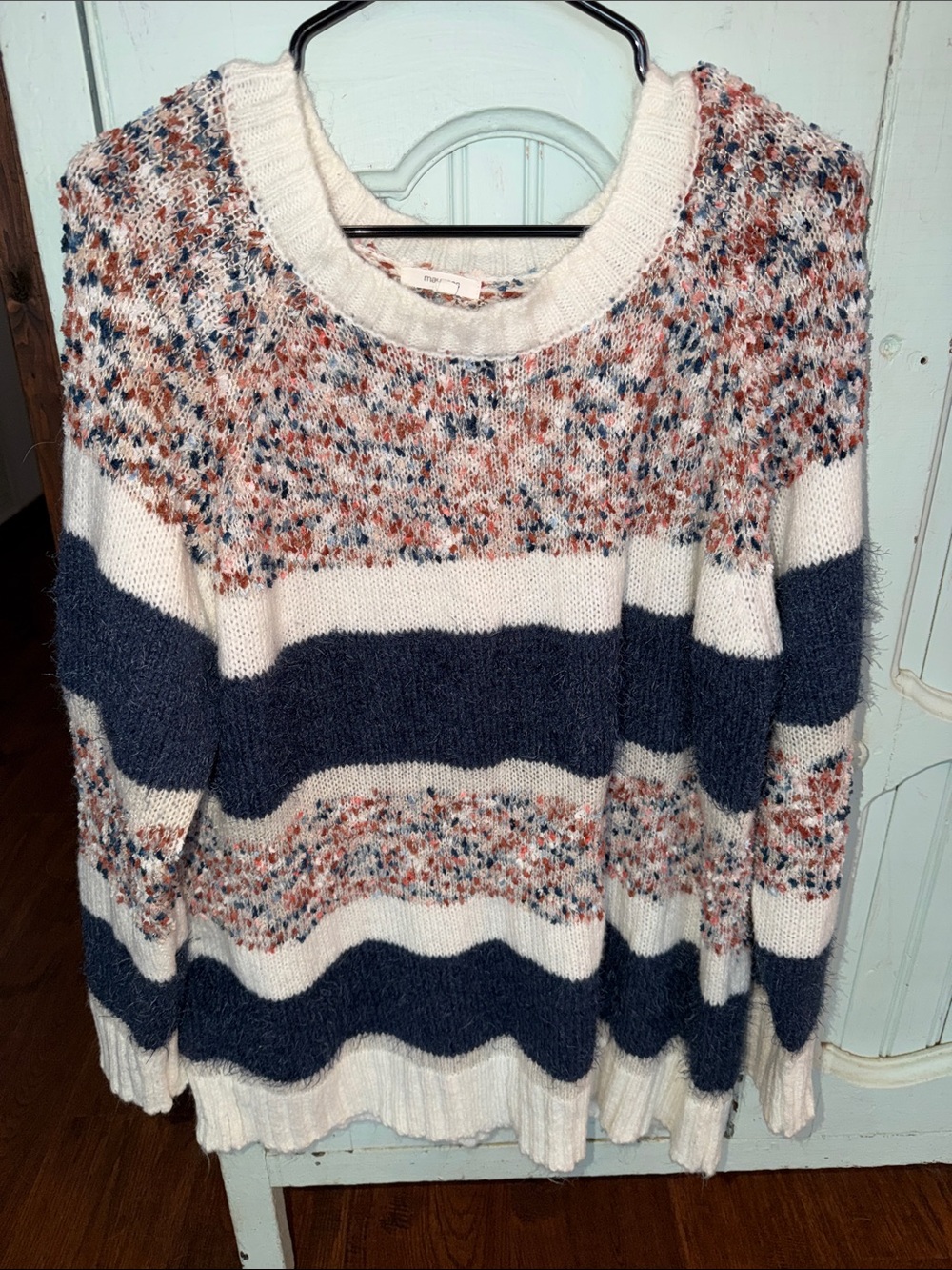 Maurices Cream, Navy & Speckled Crewneck Sweater